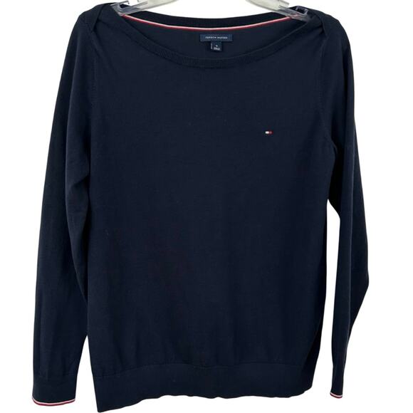 Tommy Hilfiger Women Long Sleeve Boatneck Pullover Sweater Preppy Size Medium - Picture 1 of 6